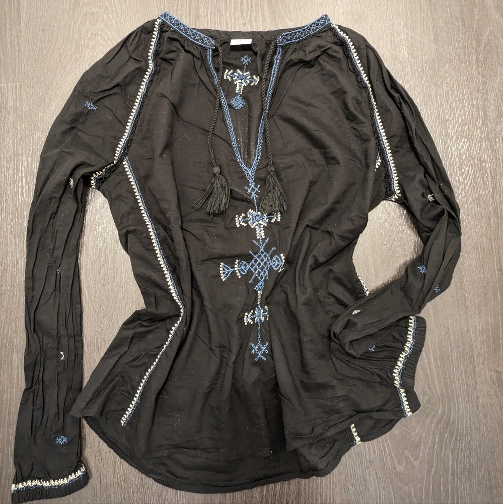 Embroidered Navy Blue Top